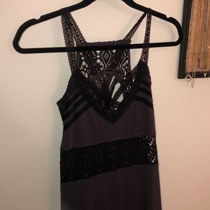 HOLD Lace-Trim Slip Dress in Charcoal and Black